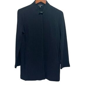 Eileen Fisher Waffle Weave Stand Collar Textured Jacket Sz PL Black Career